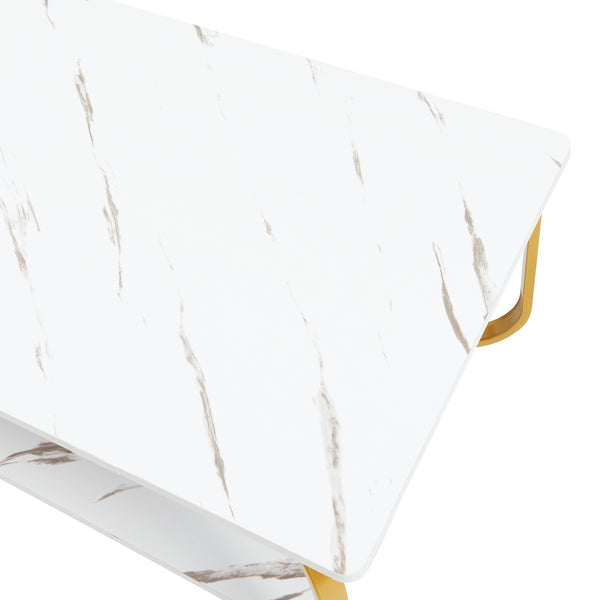 Dohányzóasztal Kolta 120x60x43 cm márvány hatású [en.casa]
