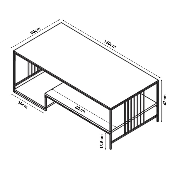 Dohányzóasztal Klibro 120x60x42 cm [en.casa]