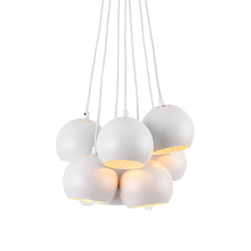 [lux.pro]® Függőlámpa design függeszték Málta 7 lámpabúrával 120cm x Ø12 x 11 cm mennyezeti lámpa fehér
