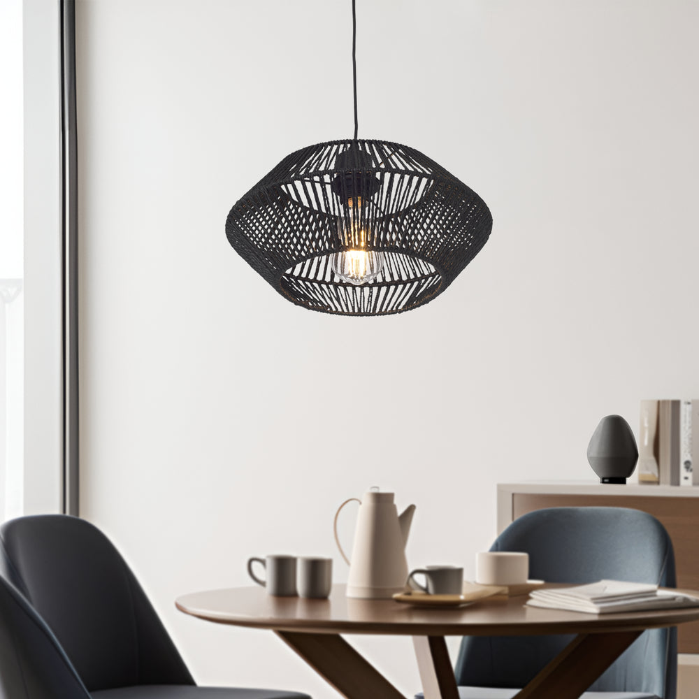 Amersham függőlámpa fém+rattan fekete [lux.pro] - premiumXL