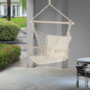 Függőfotel 120 x 100 x 65 cm, 150 kg-ig függőfotel pamut+keményfa [casa.pro]® 