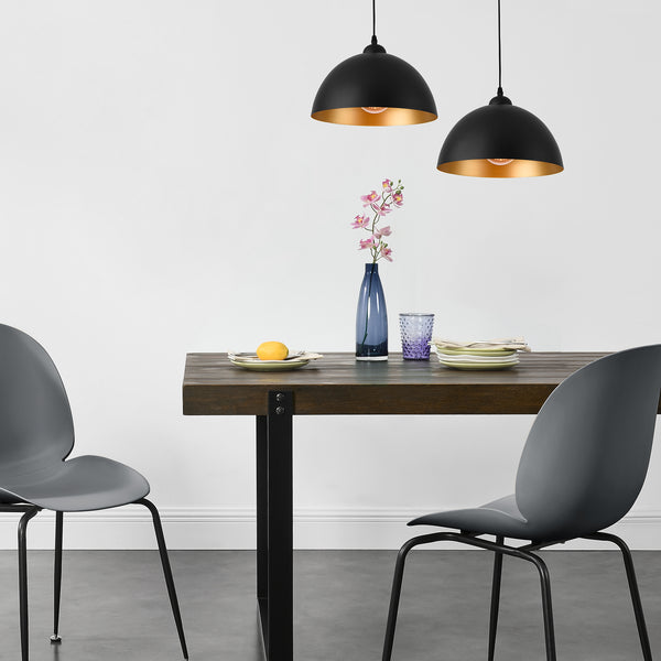 Függőlámpa 2 db-os szettben 2xE27 mennyezeti lámpa függeszték csillár fém fekete/fehér-arany  [lux.pro]® 