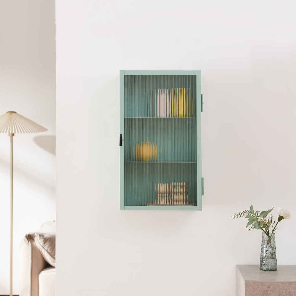Fali szekrény bordázott üvegajtóval Zundert 60x35x15 cm acél [en.casa]