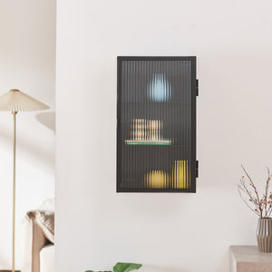 Fali szekrény bordázott üvegajtóval Zundert 60x35x15 cm acél [en.casa]
