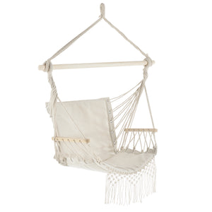Függőfotel 120 x 100 x 65 cm, 150 kg-ig függőfotel pamut+keményfa [casa.pro]® 