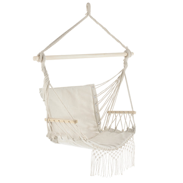 Függőfotel 120 x 100 x 65 cm, 150 kg-ig függőfotel pamut+keményfa [casa.pro]® 
