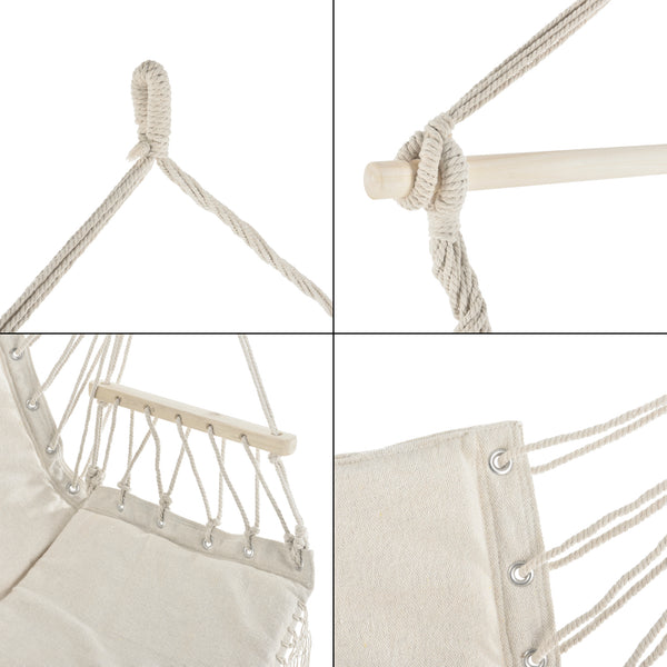 Függőfotel 120 x 100 x 65 cm, 150 kg-ig függőfotel pamut+keményfa [casa.pro]® 