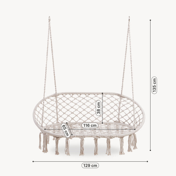 Függőfotel Kailua 135x129x65 cm krémfehér [casa.pro]