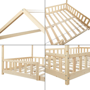 Házikó ágy Hesel leesésgátlóval [en.casa]