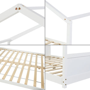 Házikó gyerekágy matraccal Simo fenyő fehér [en.casa]