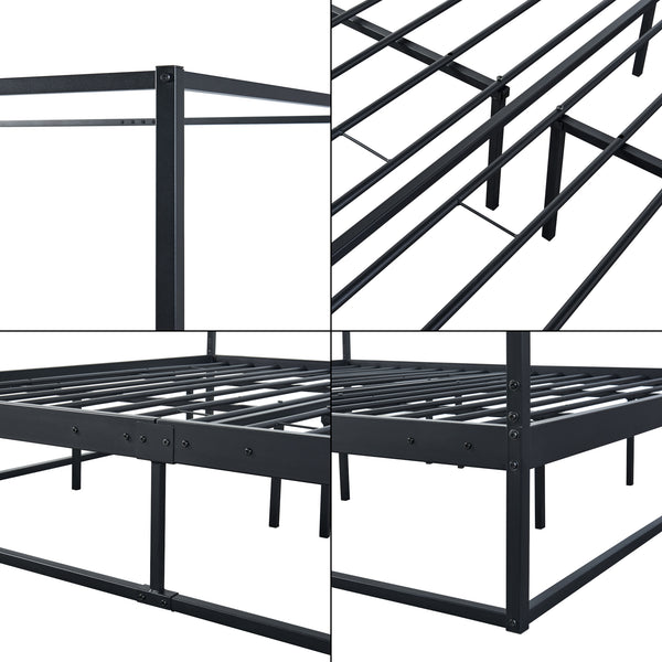 Baldachinos ágy Kristianstad fém fekete több méretben [en.casa]