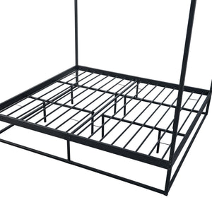 Baldachinos ágy Kristianstad matraccal fekete több méretben [en.casa]