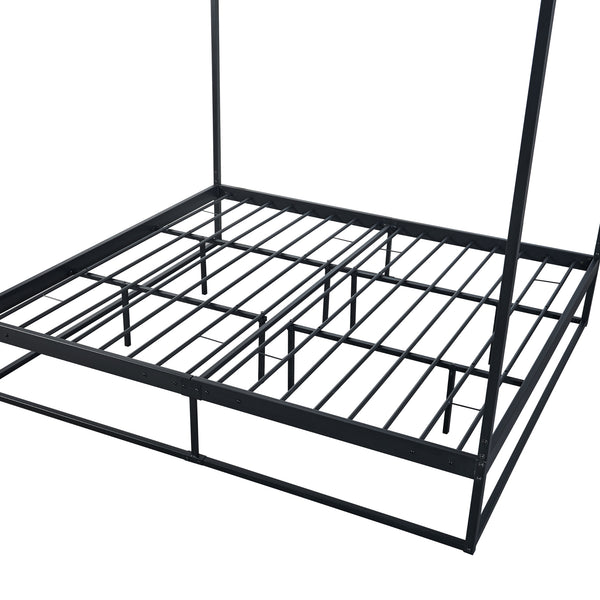 Baldachinos ágy Kristianstad matraccal fekete több méretben [en.casa]