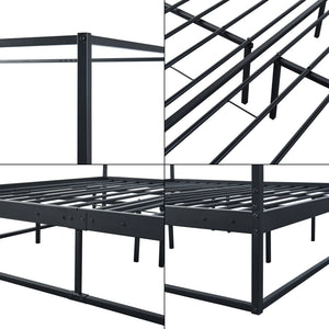 Baldachinos ágy Kristianstad matraccal fekete több méretben [en.casa]