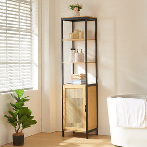 Magas szekrény Tervola 172x40x35cm bambusz fekete [en.casa] - premiumXL