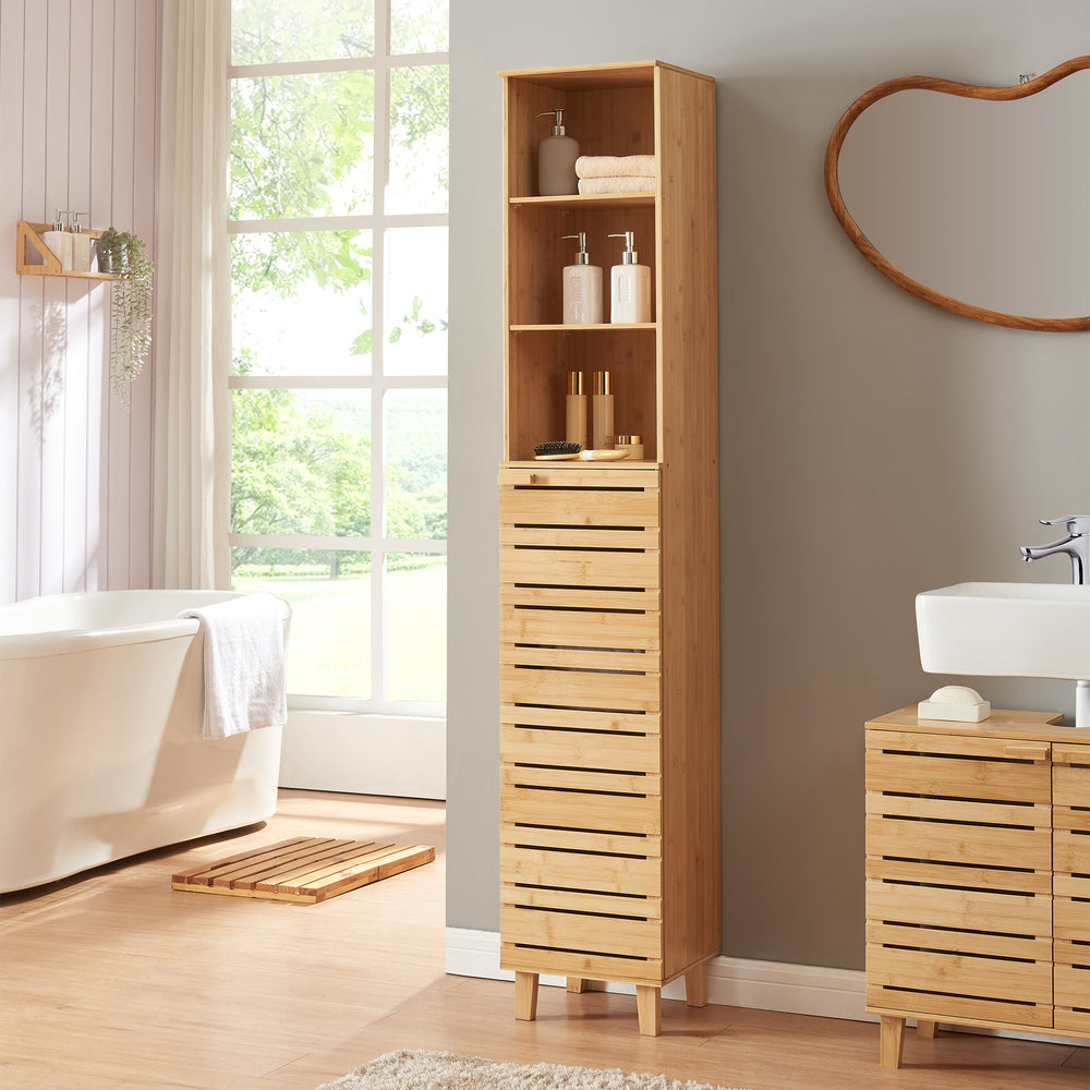 Magas szekrény Epind 180x33x30 cm bambusz [en.casa] - premiumXL