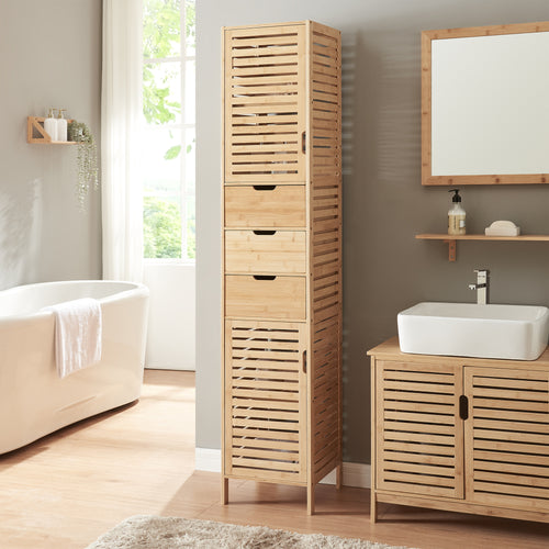 Magas szekrény Boksereys 180x35x35 cm bambusz [en.casa] - premiumXL