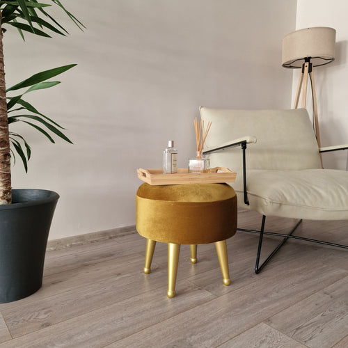 Laholm kárpitozott puff Ø 40cm bársony, többféle színben [en.casa] - premiumXL