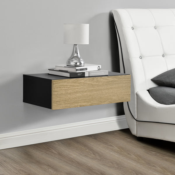 [en.casa]® Falipolc fiókkal fali éjjeliszekrény 50x24x12cm több színben