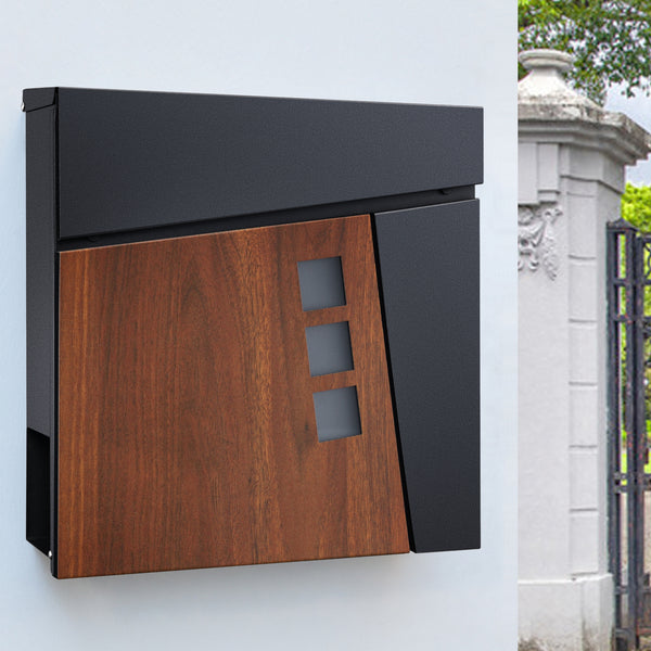 Postaláda Alfstedt 37 x 37 x 10,5 cm újságtartóval és 2 kulccsal acél több színben [en.casa] 