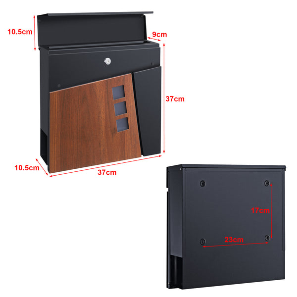 Postaláda Alfstedt 37 x 37 x 10,5 cm újságtartóval és 2 kulccsal acél több színben [en.casa] 