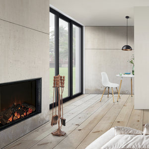 Kandalló kiegészítő szett 5 komponens Dovre fém ezüst/bronz [en.casa] 