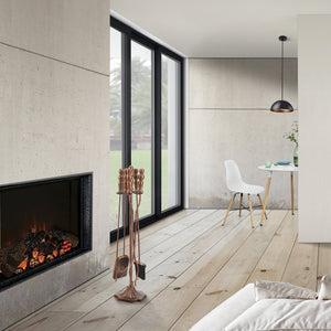 Kandalló kiegészítő szett 5 komponens Dovre fém ezüst/bronz [en.casa] 