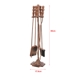 Kandalló kiegészítő szett 5 komponens Dovre fém ezüst/bronz [en.casa] 
