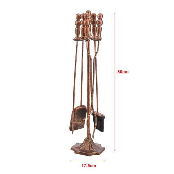 Kandalló kiegészítő szett 5 komponens Dovre fém ezüst/bronz [en.casa] 