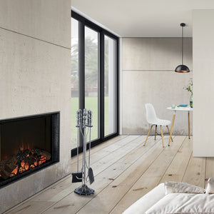 Kandalló kiegészítő szett 5 komponens Dovre fém ezüst/bronz [en.casa] 