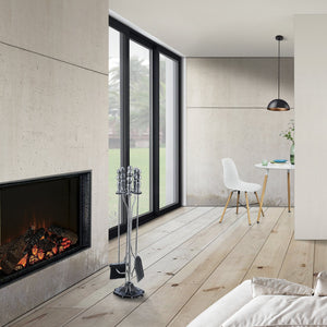 Kandalló kiegészítő szett 5 komponens Dovre fém ezüst/bronz [en.casa] 