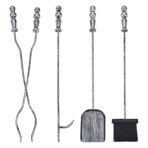 Kandalló kiegészítő szett 5 komponens Dovre fém ezüst/bronz [en.casa] 