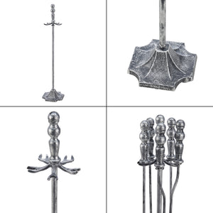 Kandalló kiegészítő szett 5 komponens Dovre fém ezüst/bronz [en.casa] 