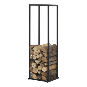 Tűzifaállvány Tibro acél 35x35x120 cm fekete [en.casa] - premiumXL