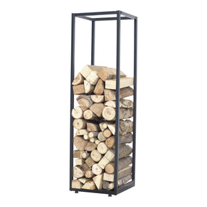 Tűzifaállvány Tornved acél 35x35x120 cm fekete [en.casa] - premiumXL