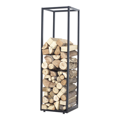 Tűzifaállvány Tornved acél 35x35x120 cm fekete [en.casa] - premiumXL