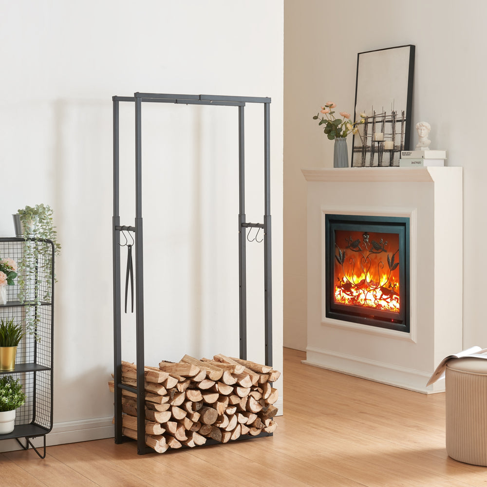 Tűzifaállvány Kasan állítható mérettel [en.casa] - premiumXL