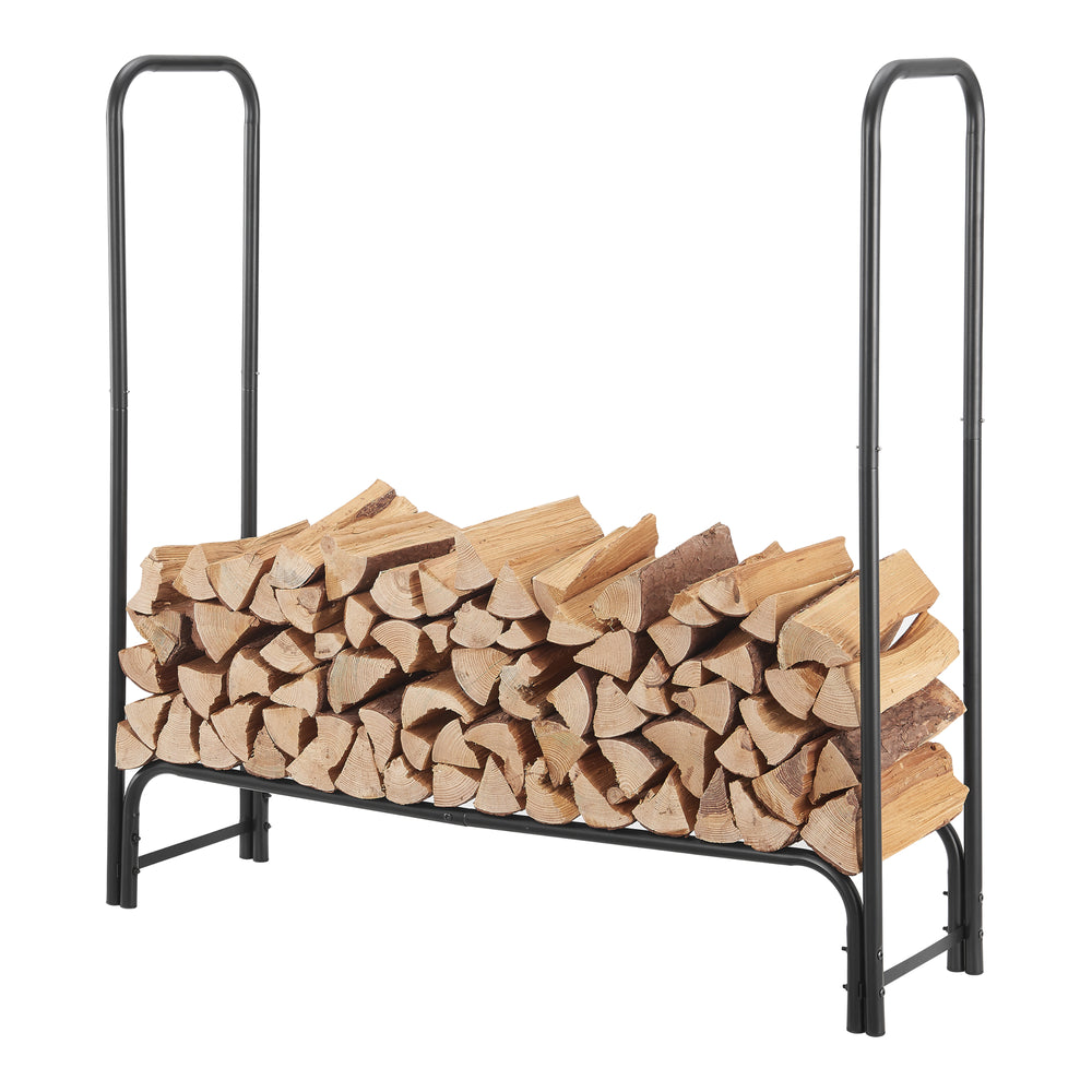 Tűzifaállvány Kwethluk acél 124x124x34,5cm fekete [casa.pro] - premiumXL