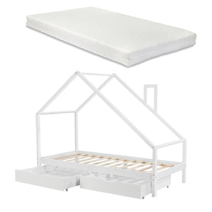 Gyerekágy Assling 2 fiókkal és 90x200 cm-es matraccal, különböző színekben [en.casa]