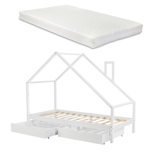 Gyerekágy Assling 2 fiókkal és 90x200 cm-es matraccal, különböző színekben [en.casa]