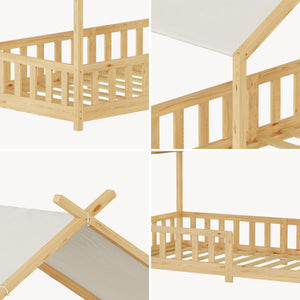Házikó gyerekágy Rila Montessori stílusban leesésgátlóval 90x200 cm [en.casa]