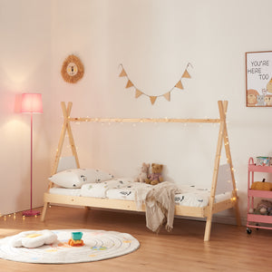 Tipi - ágy Siikajoki 90x200cm fenyőfa natúr [en.casa] - premiumXL