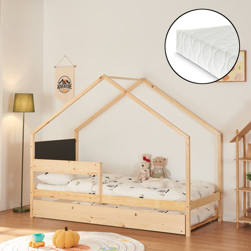 Házágy Sodankylä kihúzható ággyal, matraccal 90x200cm [en.casa] - premiumXL