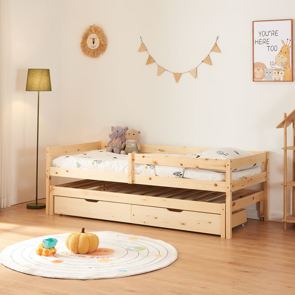 Dupla gyerekágy Sonkajärvi 90x200cm fenyőfa natúr [en.casa] - premiumXL