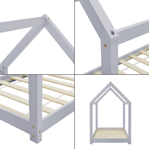 Gyermekágy házikó formájú gyerekágy 140x70/80x160 cm többszínű [en.casa]® 