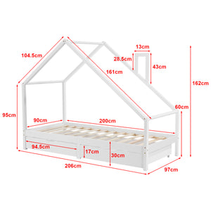 Gyerekágy Assling 2 fiókkal és 90x200 cm-es matraccal, különböző színekben [en.casa]