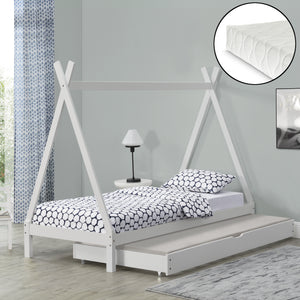 Gyerekágy Cree tipi indián sátor matraccal kihúzható pótággyal 90x200 cm [en.casa]