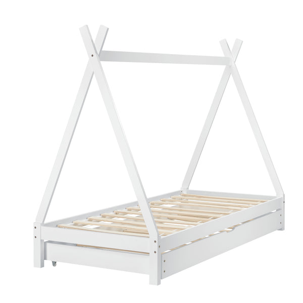 Gyerekágy Cree tipi indián sátor matraccal kihúzható pótággyal 90x200 cm [en.casa]