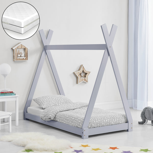 Tipi indián sátor gyerekágy Onejda matraccal, fenyő [en.casa]