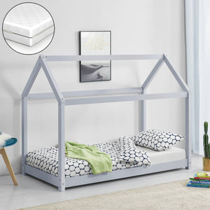 Gyermekágy házikó formájú gyerekágy matraccal 140x70/80x160 cm többszínű [en.casa]® 